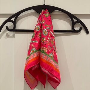 Floral Pink Silky Hair Scarf / Neck Scarf